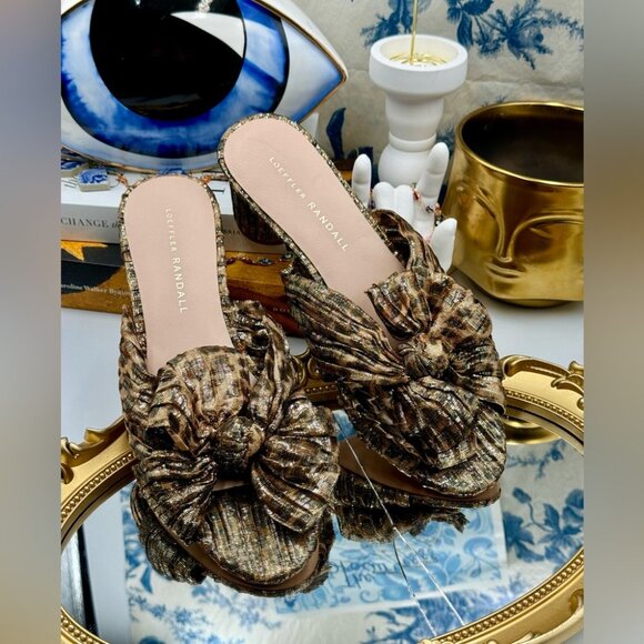 🆕 LOEFFLER RANDALL 🧿 NWOB Emilia Heeled Mules, Metallic Leopard, Sz 7 SAMPLE - Picture 12 of 15